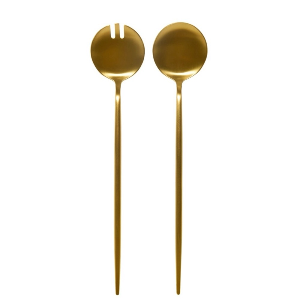 Taja Collection Salad Servers Gold Tone Salad Spoons